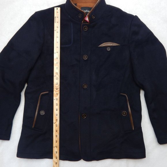 Mens Mandarin Collar Coat Winter Single Breasted P - Picture 6 of 13